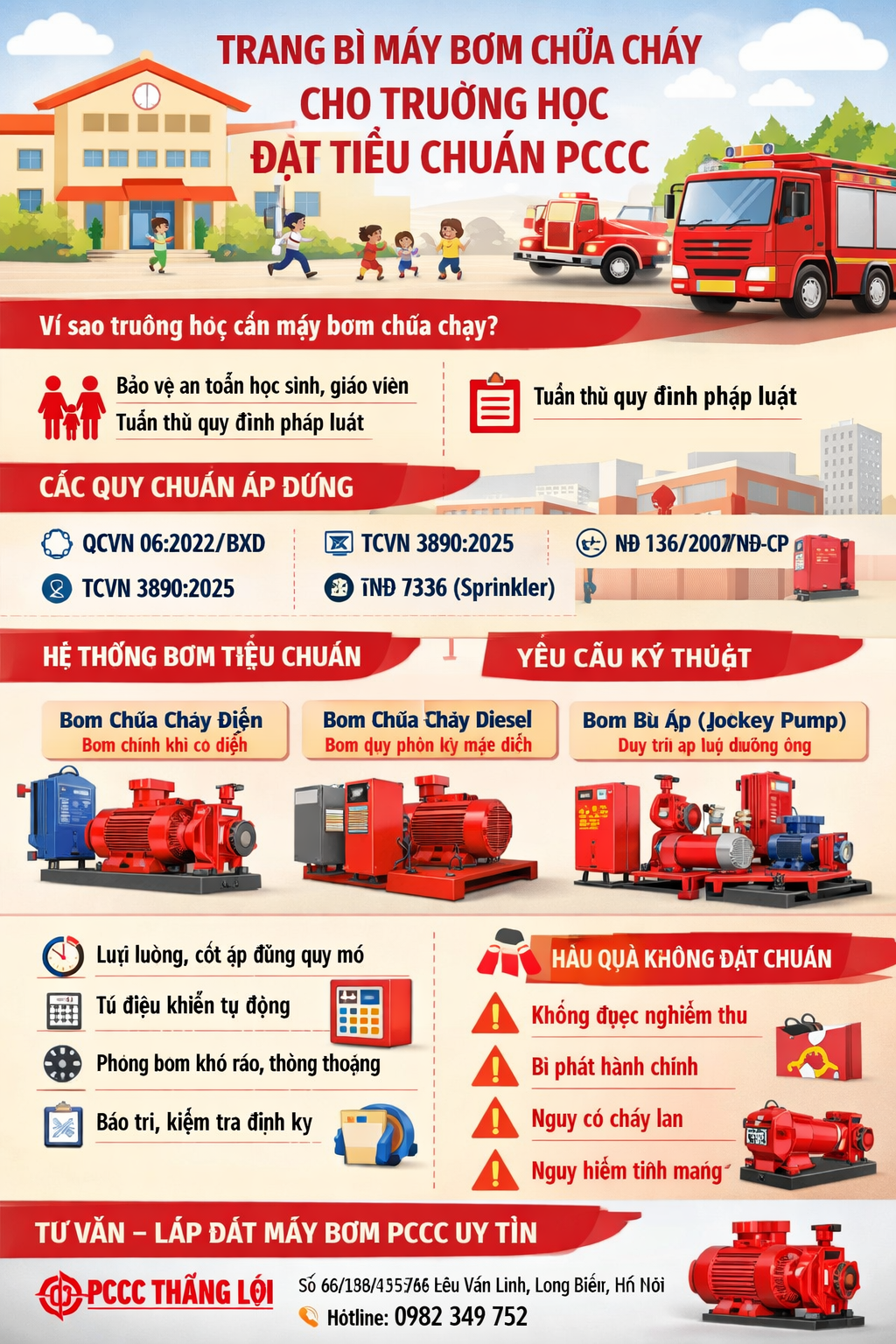 Trang Bị Máy Bơm Chữa Cháy Cho Trường Học Đạt Tiêu Chuẩn PCCC